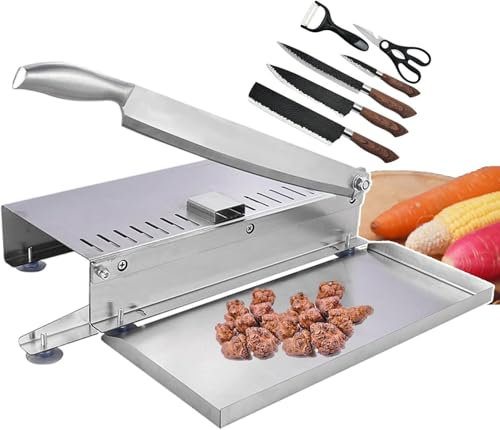 LLHTTDMBDFC Cortadora De Fiambre, Cortafiambres, Cortar Costillas, Carne, Hierbas/Cuchillos de Carne comerciales con pies de Soporte Antideslizantes/rebanador de Alimentos de Acero Inoxidable