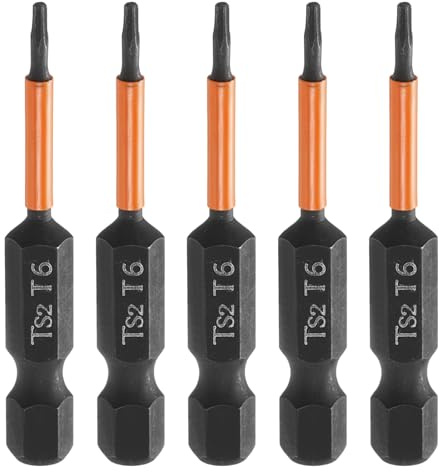 QUARKZMAN 5 Stück T6 Torx Bit Schraubendreher Bit Set 50mm lang 1/4 Magnetisch Sechskantschaft Ohne Loch Hex Sechskant Schraubendreher Bohrer S2 Stahl Bitsatz für Akkuschrauber Werkzeug