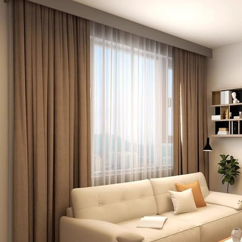 Strapazierfähige Deckenvorhangschiene mit Volant für Fenster, Doppelschienen-Vorhang, Querbehang für Schlafzimmer und Büro, 1,2 m, Grau