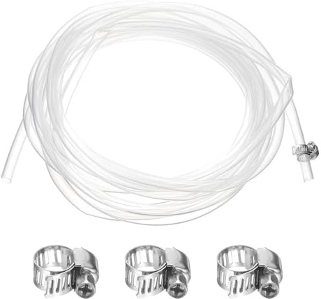 sourcing map Silicone Tubing, 0.28 ID. 0.35 OD. 16.4 ft Length Transparent Tube with Clamps High-Temperature Silicone Hose Tube for Water Oil Transfer, Clear