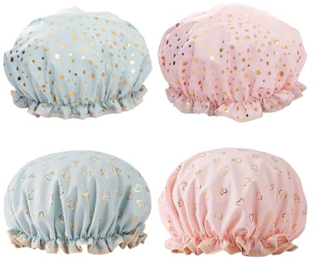 IDNVFY 4 Parti Tappi Per Doccia Doppi, Tappi Per La Doccia Riutilizzabili, Tappi Per La Doccia Elastici, Tappi Per La Doccia Impermeabili (Rosa, Verde).