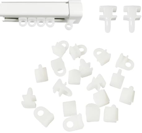 White Curtain Track Gliders Hooks Curtain Rail Slider Hooks Rollers Runners Eyes Hooks for Window Door Curtains 10mm x 6mm Slim Pack of 40