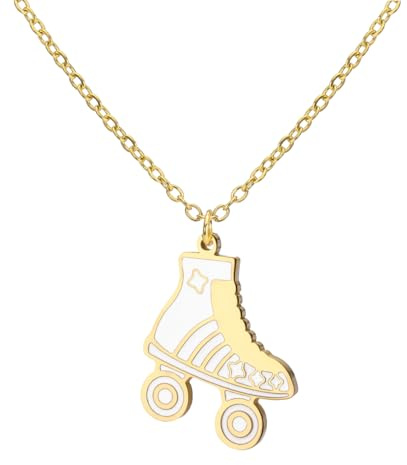 Dreamtimes Rollschuh-Anhänger-Halskette Rollschuh-Halskette Bunte Edelstahl-Rollschuh-Anhänger Sport-Anhänger-Halsketten Inspirierender Schmuck Geschenk für Frauen