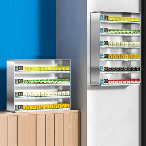 Commercial Tobacco Display Rack - Wall Mounted Cigarette Holder for Retail Stores & Convenience Shops, Countertop Vapes Cabinet