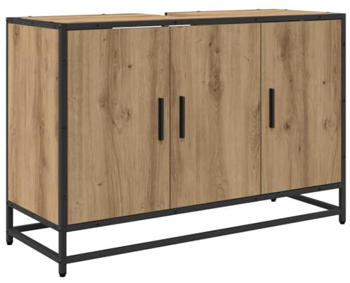 vidaXL Cabinet de Salle de Bain Chêne Artisanal 90 x 33 x 60 cm, Rangement Moderne pour Salle de Bain, Cabinet Compact, Organisateur élégant pour déco Chic, Meuble en Bois résistant