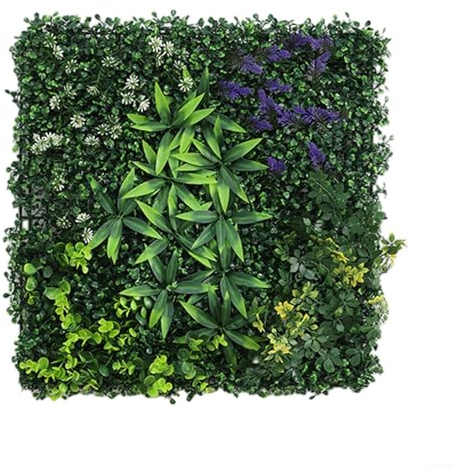 URPIZY Panel de pared de césped artificial, 50 x 50 cm, alfombra de hierba artificial para decoración de interiores/exteriores, elemento de pared verde de plástico de fácil cuidado para jardín, balcón