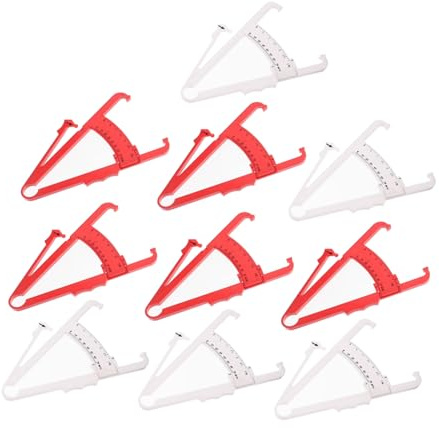 CONGARTENO Calibradores de Pliegues Cutáneos y Grasa Corporal 10 Piezas, Pinzas Plásticas Precisas Doble Escala Rojo y, Portátil para Medición de Imc, Análisis Corporal en Fitness