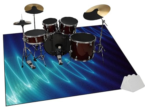 ZAJENKUB 130 x 100 cm Tappetino Insonorizzato Batteria, Tappeto Antiscivolo Batteria Elettronica, Carpet Drum Mat, Tappeto Professionale per Batteria e Strumenti a Percussione, Tappeto per Batteria