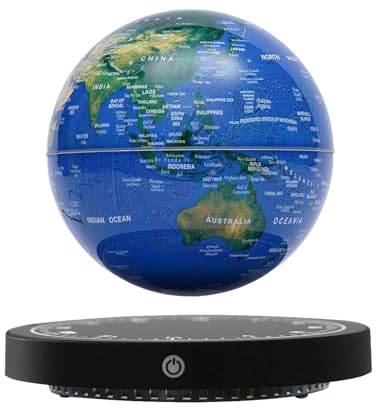 Ncescmal 6 Inch 360 Rotating Illuminated World Globe with Clock Base - Blue Topography Globe, Educational Desk Decor for Home Office, Classroom Teaching Tool