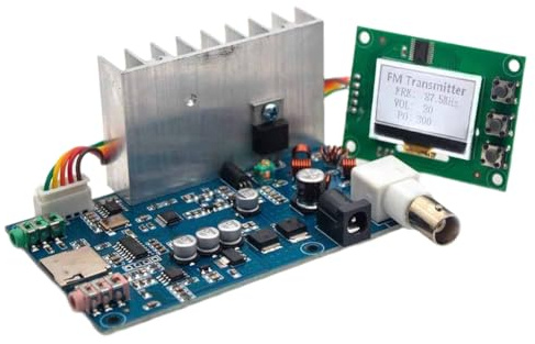 FOIJPPINP Trasmettitore FM 12V 5W Audio Stereo 76-108 MHz Frequenza Digitale Ricevitore Stazione Radio Amplificatore Ham Trasmissione FM PLL
