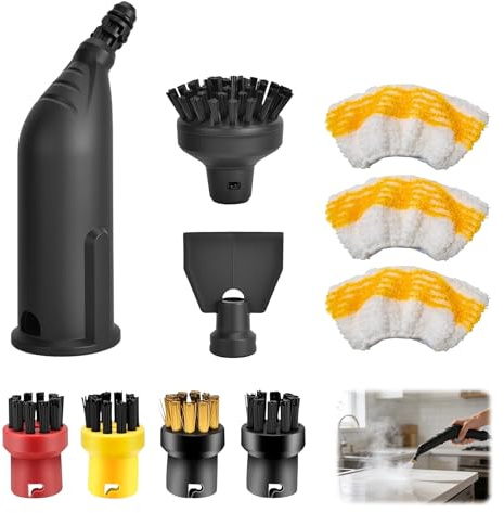 10 PCS Steam Cleaner Accessories for Kärcher SC1 SC2 SC3 SC4 SC5 SC7 CTK10 | Steam Jacket Round Brushes for Kärcher CTK20, Nozzles Extension Tube, Towel Efficient Steam Cleaning Set for Steam Cleaning