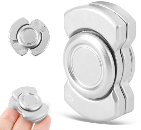 Goktvai Fidget Spinner per Adulti, 3 in 1 Fidget Spinner in Lega Magnetico Girevole Giocattolo Dita Strumento di Concentrazione per Adulti Regalo Silenzioso Scrivania e Ufficio (Argento)