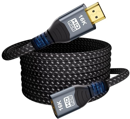 CAKOBLE Cable Prolongador HDMI 2m,Extensión HDMI 2.2 96Gbps Ultra High Speed 16K@60Hz, 8K@240Hz 4K@480Hz HDR, HDMI 2.1,eARC, HDR10+, Dolby, HDCP 2.3, Macho Hembra para TV PS5 Xbox Monitor