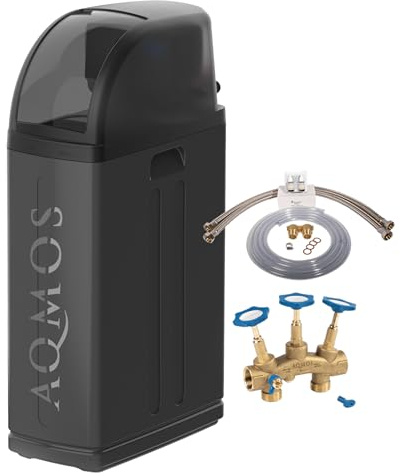 Aqmos R2D2-48 BLACK EDITION Wasserenthärtungsanlage mit Anschlussset 1 und Montageblock 1 | Enthärtungsanlage für Haushalte bis zu 5 Personen | Entkalkungsanlage Entkalker für weiches Wasser