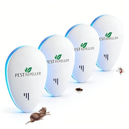 Antizanzare Ultrasuoni,2025 Repellente per Zanzare,Topi,Formiche,Mosche, Ragni,Scarafaggi-100% Professionale ed Efficace (Pacchetto di 4),Repellente ad Ultrasuoni Elettromagnetico Efficace