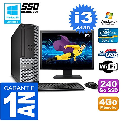 Dell PC 3020 SFF Core I3-4130 Ram 4GB Disco 240 Go SSD Wifi W7 Schermo 19 (Ricondizionato Certificato)