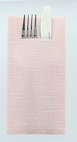 Mank Besteckservietten aus Airlaid 40 cm x 40 cm 1/8 Falz | mit Besteckschlitz für Gastronomie und Feiern | 75 Stück | Stockholm (Altrosa)