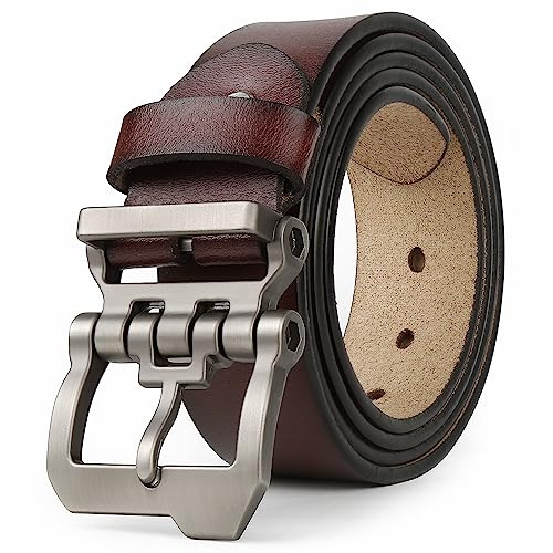 JingHao Gürtel Herren,Ledergürtel Herren 110-170cm,Jeansgürtel,Designer Schnalle,Große Taille Männer Gürtel 38mm Breit Schwarz Braun