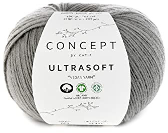Katia Ultrasoft Fb. 58 grau, Bio Baumwolle zum Stricken, GOTS zertifiziert, organische Baumwolle, organic cotton Garn zum Häkeln, Wolle vegan