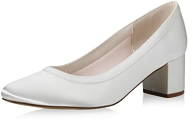 Rainbow Club Brautschuhe Wendie - Damen Pumps, Ivory/Creme, Satin, Bequem Gepolstert, Hochzeitsschuhe, Blockabsatz - Gr 41.5 EU (8.5 UK)