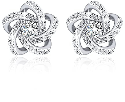 GEORGE · SMITH 925 Sterling Silber Ohrringe für Damen Silber & Gold Ohrringe Ohrstecker mit 5A Zirkonia für Frauen Mädchen Geschenk zum Geburtstag Muttertag Valentinstag, Sterling Silber, 5A kubischer