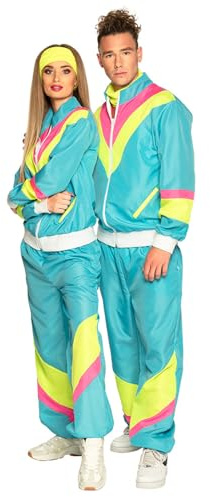Boland - Kostüm für Erwachsene Trainingsanzug 80er Jahre mit Taschen, Jacke und Hose, Jogginganzug, Junggesellenabschied, Retro Style, Sportler, Gruppenkostüm, Erwachsene, Mottoparty, Karneval