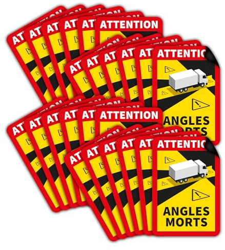 24 Stück Angles Morts Magnetschilder 25 x 17 cm | Frankreich Warnzeichen für LKW und Wohnmobil als Magnet | UV-Schutz, Wind- und Wetterfest