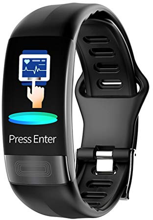 Braccialetto ECG con schermo a colori da 0,96 pollici ECG + HRV IP67 impermeabile USB Fitness Tracker cardiofrequenzimetro, contatore, per donne e uomini (colore : nero)