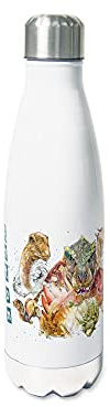 GRAZDesign Dino Trinkflasche Kinder personalisiert Name, Einschulung Geschenk Geschenkideen für Schulanfänger, Thermosflasche Mädchen und Junge Edelstahl 500ml Dinosaurier