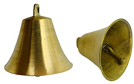 2 Stück Vintage Messing Glocken Mund Kupfer Windspiel Home Bell Anhänger DIY Handwerk Hund Schaf Pferd Kuh Garten Weihnachtsbaum Dekoration Glocken (5 cm)