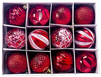 Bodhi2000 1 Box Weihnachtskugeln, Glitzerkugel, bruchsicher, PVC, Weihnachtsbaum, dekorative Weihnachtskugeln für Zuhause