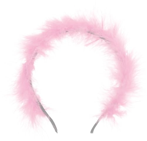 FOMIYES Fascinator mit Federn, Haarband, Kunstfell, für Cocktails, Teepartys, Kopfbedeckung, elegant, ausgefallenes Feen-Stirnband, Derby-Kopfschmuck für Damen und Mädchen, Hochzeit, Rosa