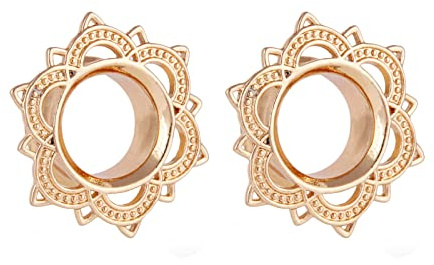 Beydodo Ohr Plugs 6MM Set, Tunnel Edelstahl mit Vintage Blütenkante Piercing Tunnel Ohr Expander 2PCS
