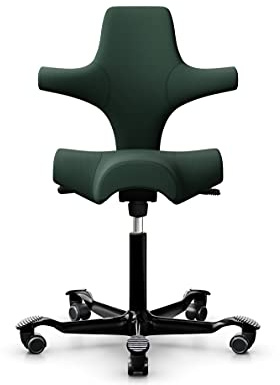 HAG Capisco 8106 Stoff Select Bürodrehstuhl - Standard Gasfeder 200 mm - Sitzhöhe 47-65,5 cm - weiche Rollen (Dark Green - SC68209, Schwarz)