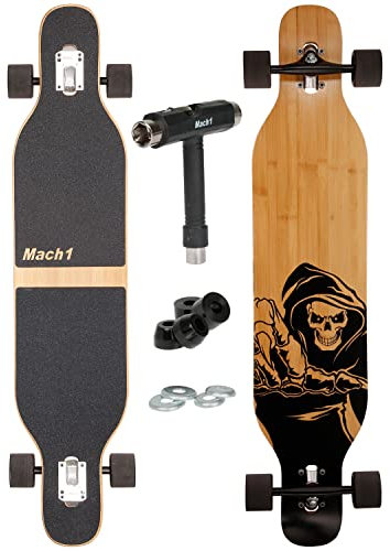 Camber Longboard mit Keramik Kugellager in Flex1 Drop Through Cruiser Freeride Skaten Komplettboard mit T-Tool