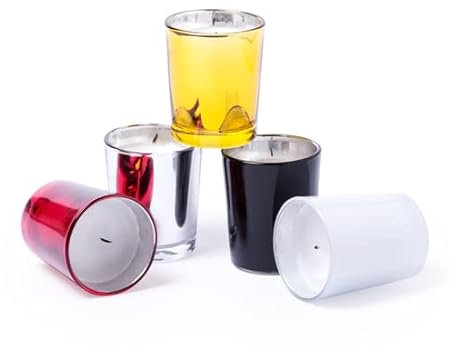 DISOK - Lote 25 a 50 Velas Aromáticas en recipiente de cristal surtidas. Detalles y regalos de velas para bodas, bautizos y comuniones. (25)