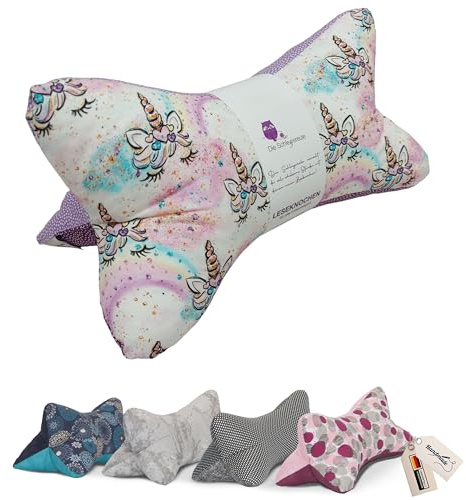 Leseknochen Tiere Nackenkissen Handmade in D, waschbar (Einhorn Lila)