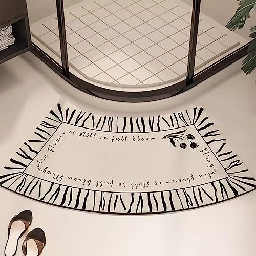 EUPXRHY Gebogene Duschmatte Schnelltrocknend, Duschvorleger Halbrund, Super Saugfähige Kieselgur Badematte Eckdusche, 45x100cm Duschteppich rutschfest Waschbar,B
