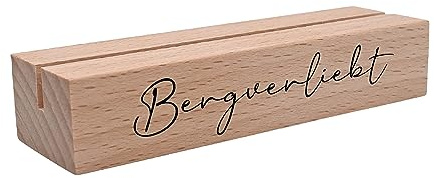 Interluxe Kartenhalter - Bergverliebt - Grußkartenhalter Fotohalter Kartenständer Tischkartenhalter aus Holz
