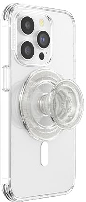 PopSockets Phone Grip for MagSafe, Magnetic Holder, Phone Stand, Clear - Clear Glitter