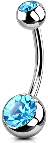 OUFER Body Piercing Titan Bauchnabelpiercing 14G Externally 10/12/14/16mm Extra Long Navel Piercings Barbell Rings 1.6mm Belly Button Bars Navel Bar Piercing Jewellery