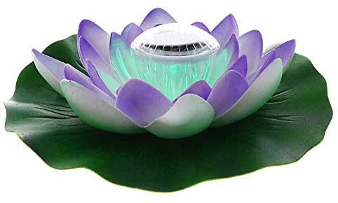 JOEBO Lumière Solaire De Nénuphar Solaire Nénuphar LED Lumières Flottantes Lumières Solaires De Jardin for Piscine Étang Jardin Eau Veilleuse Rouge Lumières Solaires De Bassin (Color : Blue)