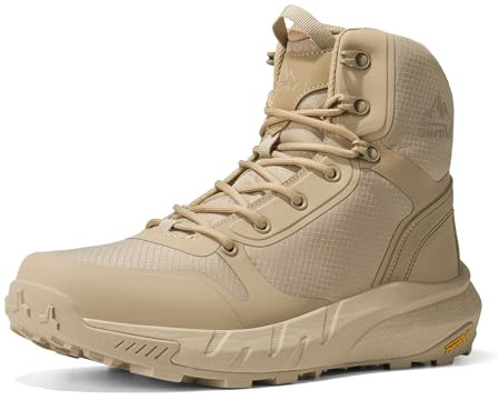 NORTIV 8 Men's Military Tactical Boot Lightweight Comfortable Boots for Work All Day Side Zipper Motorcycle Combat Hiking Boots Metrostrike(8-9 Inches),Size 10.5,Sand