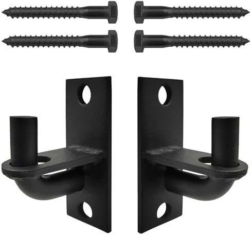 2 Pack Wall Mount Gate Hinges with Screws, Heavy Duty Farm Gate Hinges, Chain Link Fence Gate Hinges Fence Post Chain Link Gate Hinge with 5/8 Hinge Pin Black