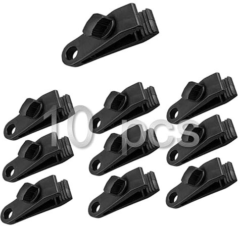ZWMYF 10Pcs Tarp Clip Clamp, Heavy Duty Tarpaulin Clips Set Instant Awning Clamp for Tents Tarp Caravan Garden Shade Cloth Boat Cover, Black (10)