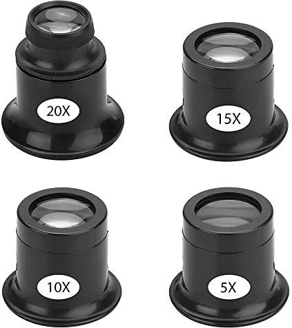 4er Set Lupenbrille Lupenset 5 x 10 x 15 x 20 x Uhrenreparaturlupe Set Lupe für Uhren Schmuck