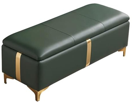 Ottomane-Bank mit Stauraum, rechteckige Bettbank mit Stauraum, Moderne dekorative Möbel, Wohnzimmer-Eingangsbereich, gepolsterte Schuhe, Wickelhocker mit goldenem Metall (Farbe: Du