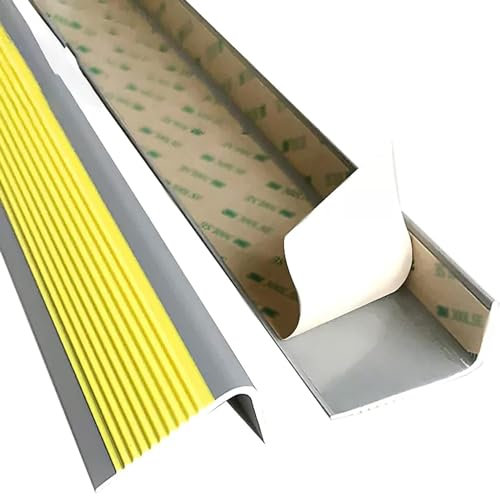 HDYZJQ Selbstklebende Treppenstufen aus Gummi in L-Form, Rutschfester Treppenkantenschutz, Treppenkantenrolle für Marmor-/Fliesen-/Holzstufen(Yellow,L150cm-10Pack)