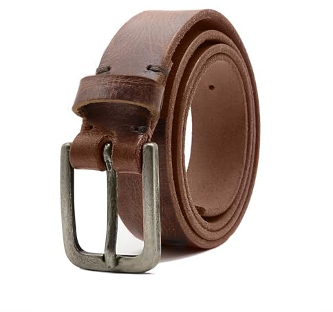 Deneau London Genuine Leather Belt for Women, Handmade for Jeans and Casual Wear, Luxury Gift Box, Fashionable Vintage (Dark Tan, Small)