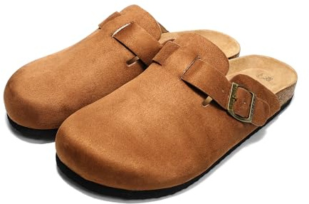 JOMIX Sabot Uomo Eleganti Eco-Pelle Scamosciata Ciabatte Casa Sughero Punta Chiusa Zoccoli Invernali Pantofole Estive Comode MU2440 Marrone 42